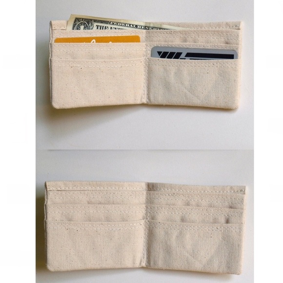 Wallet bifold canvas with leather corners handmade - Picture 3 of 4